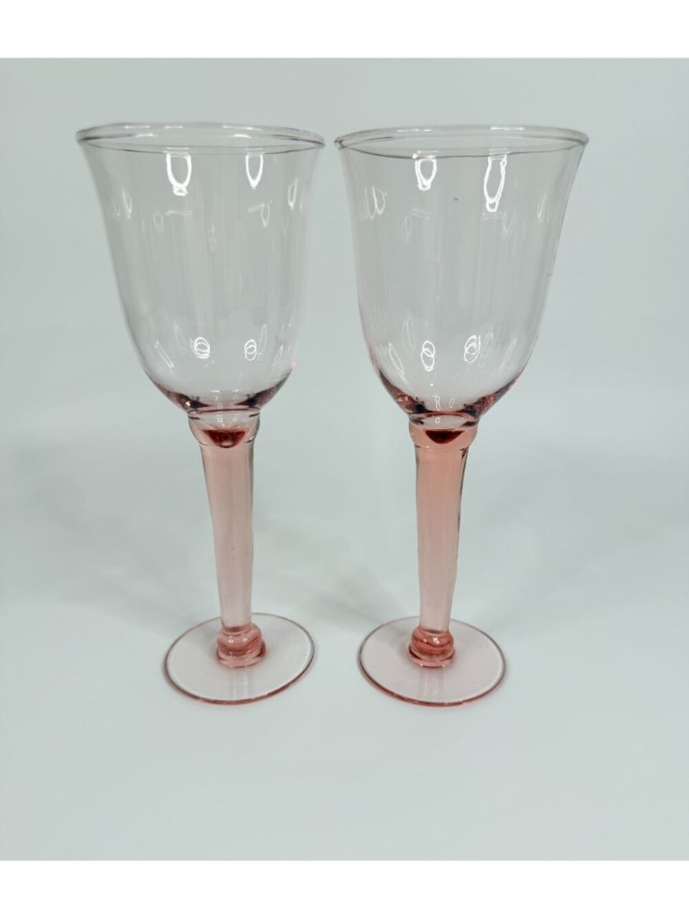 8.5" Blush Pink Hand Blown Water Goblet / Wine Goblet, set of 2